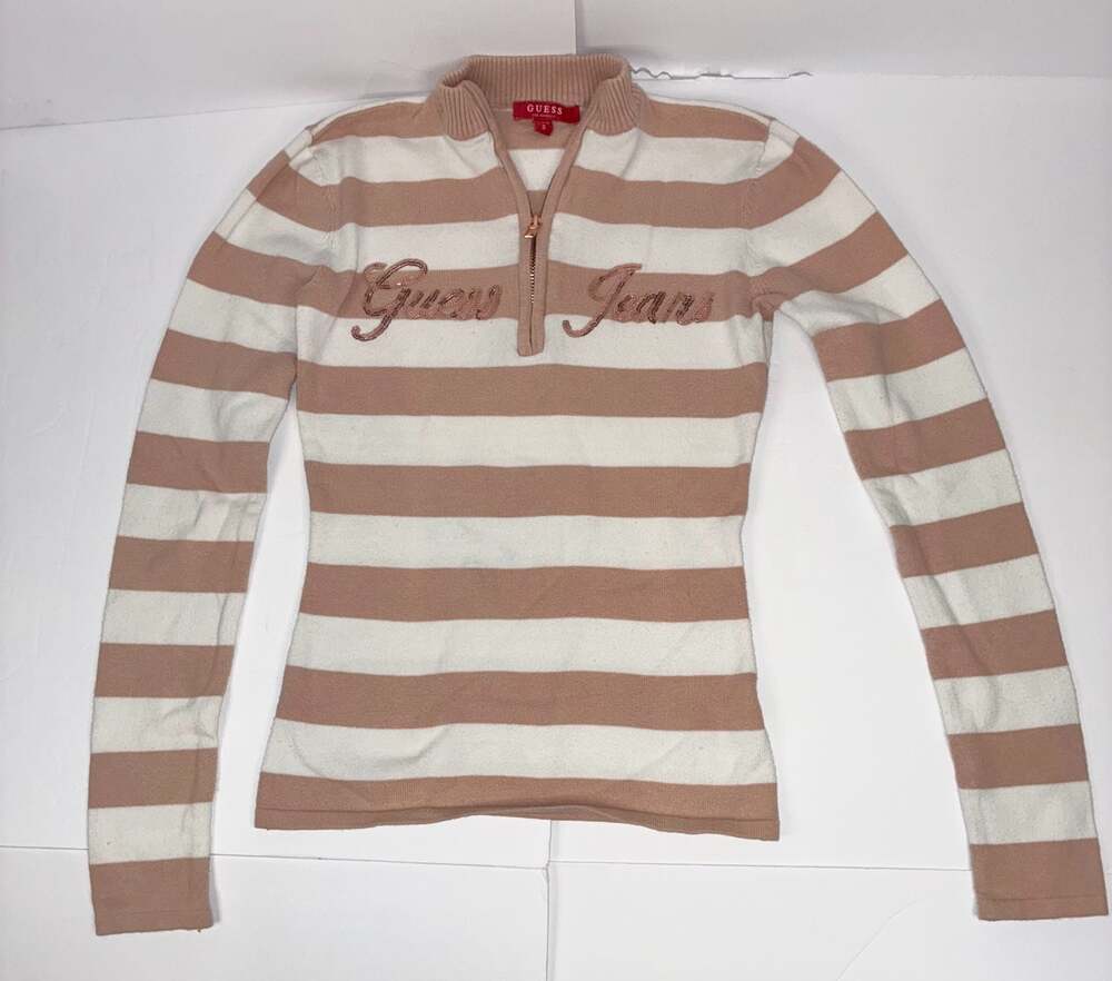 Guess Jeans Women's Striped Quarter-Zip Sweater Size S